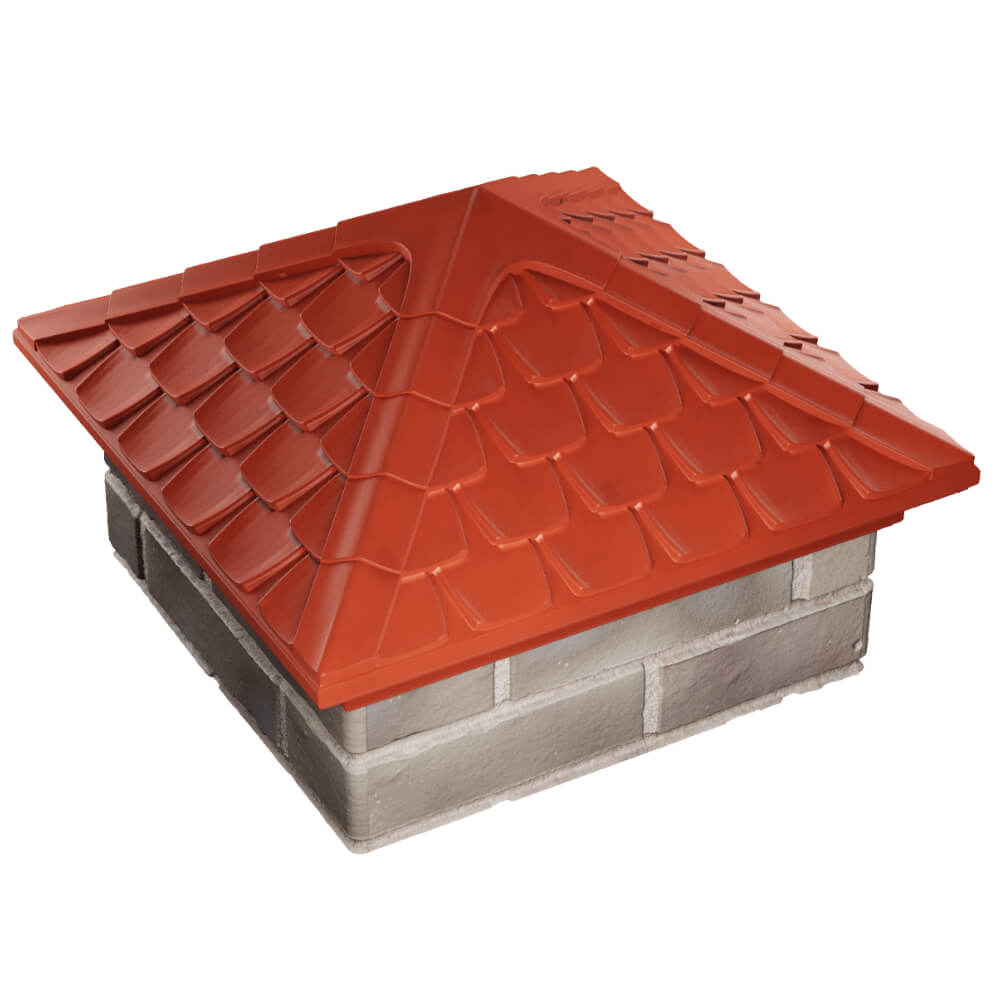 Колпак Zking Эльбрус Красный на столб 1.5х1.5 кирпича (385х385мм)