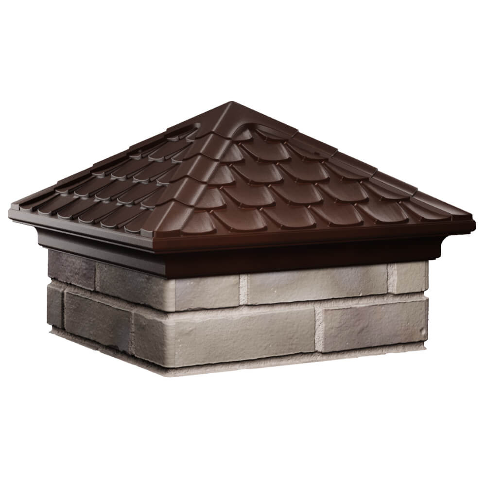 Колпак Zking Эльбрус Коричневый на столб 1.5х1.5 кирпича (385х385мм)